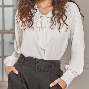Lulus Neck Tie Blouse